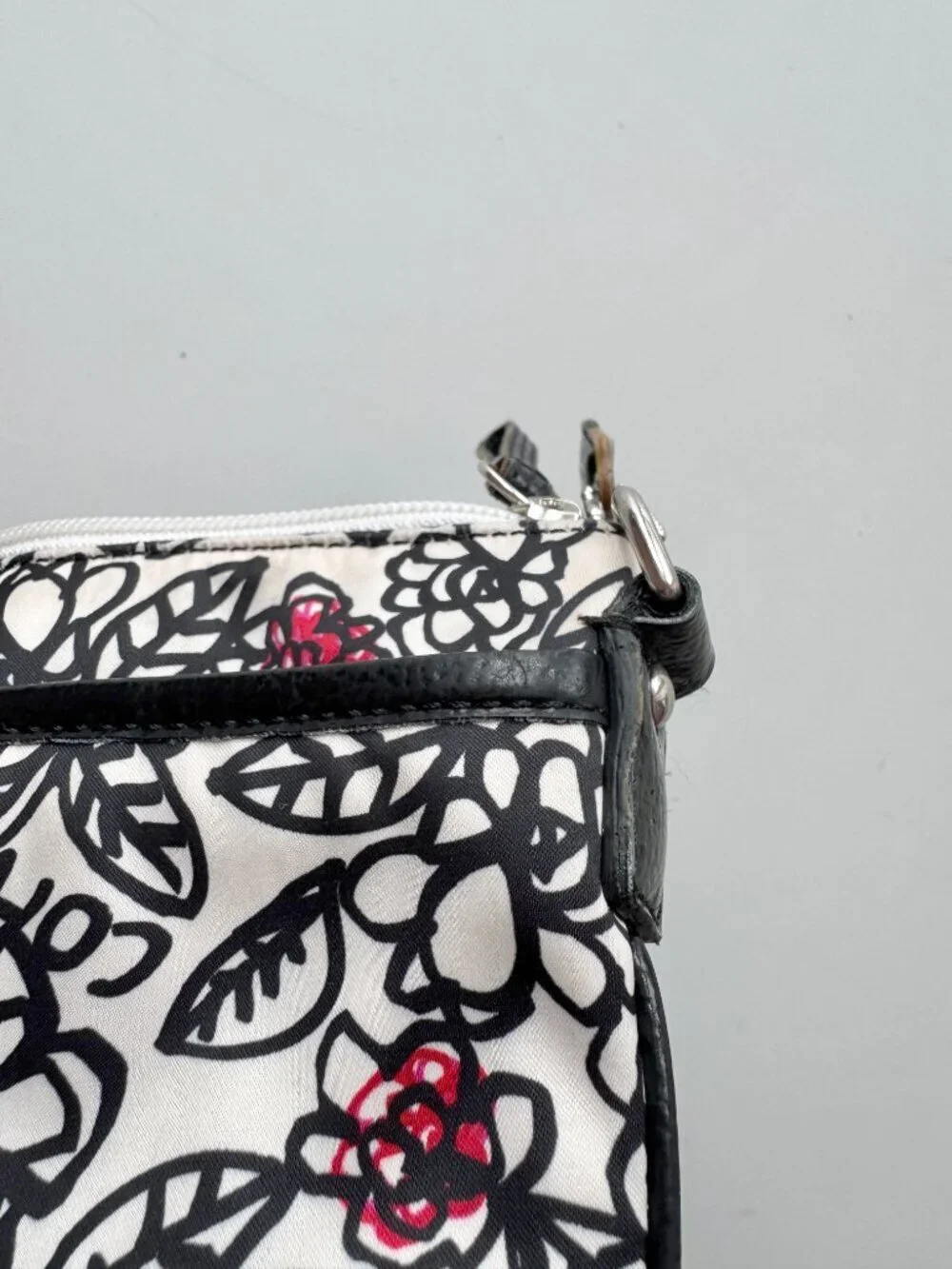 COACH White Black Floral Graffiti Nylon Leather Trim Crossbody Purse - Picture 5 of 16
